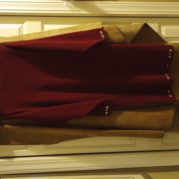 LDS OS 80's Look Beaded/Jeweled Burgundy Sweater Dress - Picture 10 of 15